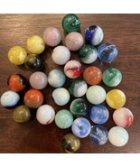 Bag of 32 Vintage Toy Marbles Swirl Assorted Colors Retro - £13.69 GBP