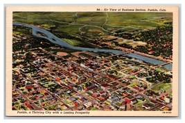 Aerial View of Business Section Pueblo Colorado CO UNP Linen Postcard E19 - £2.28 GBP