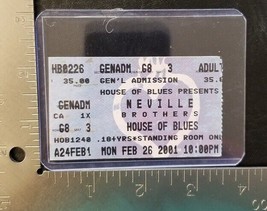 Neville Brothers - Vintage Feb. 26, 2001 House Of Blues Concert Ticket Stub - £7.82 GBP