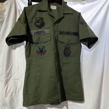 VTG US Air Force OG-507 Shirt Men 14.5x31 Green 80s Utility Shirt 107th ... - £31.06 GBP