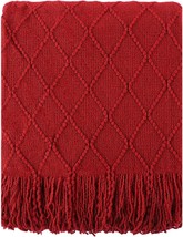 Battilo Home Christmas Decor Red Throw Blanket With Fringe, Red, 50&quot;X60&quot; - £26.37 GBP