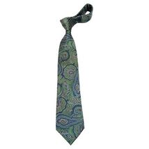 Men's 100% Silk Necktie By Bruno Piattelli Paisley Floral Fancy BP20 Green Blue image 2