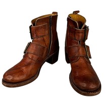 Frye Sabrina Double Buckle Boots 10 Cognac Brown - $148.49