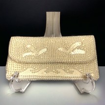 M M Kane Fully Beaded Vintage Evening Clutch Retro Pearl While Made Japan - £13.07 GBP