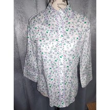 Cruel Girl Floral Cotton Blouse Women&#39;s White Long Sleeve Button Down RN... - $9.83