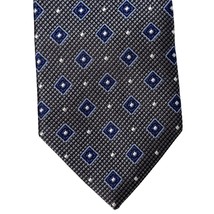 Mens Wearhouse Pronto Uomo Platinum Tie Gray &amp; Blue Diamond Pattern Hand... - $17.09