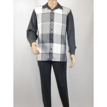 Men's MONTIQUE Two Piece Set Walking Leisure Suit 2370 Gray Plaid image 2