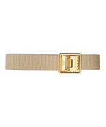 MARINE CORPS BELT KHAKI COTTON WITH OPEN FACE 24K GOLD PLATED BUCKLE AND... - $38.12 CAD