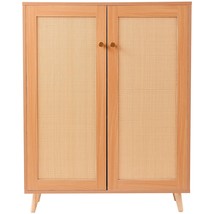 VEVOR Rattan Shoe Cabinet, 5 Tiers Shoe Storage Organizer with 2 Doors a... - $202.99