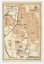 1910 Antique City Map Of Salisbury / Wiltshire / England - $23.05