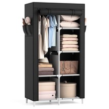 Portable Closet Wardrobe Closet For Hanging Clothes With 6 Storage Shelv... - £44.55 GBP