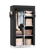 Portable Closet Wardrobe Closet For Hanging Clothes With 6 Storage Shelv... - £44.71 GBP