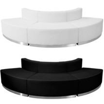 Black White Leather* Convex 3 Pc Sectional Reception Hotel Conference Restaurant - £1,402.69 GBP