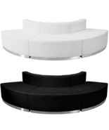 Black White Leather* Convex 3 Pc Sectional Reception Hotel Conference Re... - $2,764.09 CAD