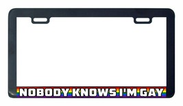 Nobody knows I&#39;m Gay Lesbian pride rainbow LGBTQ license plate frame - £6.21 GBP