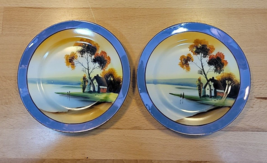 2 Chikaramachi Hand Painted Made In Japan Small Plates 6” Lusterware Lake House - £7.81 GBP