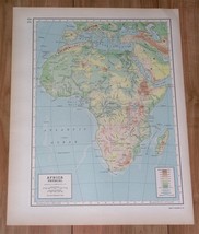 1949 Vintage Physical Map Of Africa Sahara / Verso Asia Himalaya Mountains - £19.83 GBP