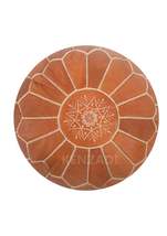 Moroccan leather pouf, round pouf, berber pouf, Light Brown with Beige e... - £46.28 GBP