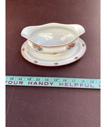 O.P. Company, Syracuse China gravy boat, floral red rim trim vintage - €24,37 EUR