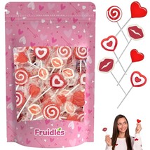 Valentine&#39;s Lollipop Party Mix, Hearts, Lips N&#39; Swirls Mixed Fruit Flavor - £14.45 GBP