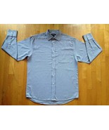 Express Dress Shirt Men&#39;s Long Sleeve Blue/White Cotton Mini Houndstooth... - £17.11 GBP