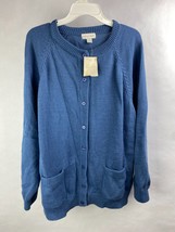 Northern Isles II Sweater Womens 1X Cardigan-Style Button Up Knit Sweater, Blue - £25.53 GBP