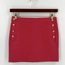 J Crew Sailor Postage Stamp Mini Skirt Size 2 Red Gold Nautical Buttons Womens - £25.32 GBP