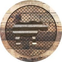 Corrugated Rhino on Wood Novelty Metal Mini Circle Magnet CM-1045 - £10.17 GBP