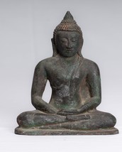 Ancien Sri Lanka Style Bronze Assis Méditation Statue de Bouddha - 17cm/7 &quot; - £484.15 GBP