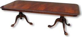 Dining Table Flame Mahogany Carved Rope Edge Ball And Claw Feet Banded Burl - £5,540.66 GBP