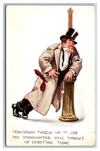 Comic Drunk on Lamp Post So Distinguished Throw Up Everything DB Postcard P21 - $15.10