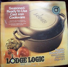 Lodge Cast Iron 5 Quart Seasoned Double Dutch Oven - £37.49 GBP