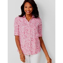 NWT Womens Petite Size 4 4P Talbots Pink White Perfect Shirt in Paisley Print - £22.29 GBP