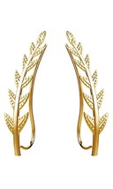 Womens Olive Leaf Ear Crawler Cuff Earrings 14k Yellow Gold Over Sterling Silver - £42.23 GBP