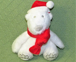 8" Bath Body Works Polar Bear Santa Plush Stuffed Animal Teddy Red White 2009 - $8.09