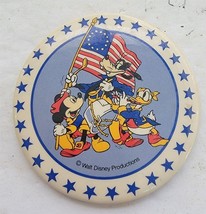Vintage Walt Disney Productions Mickey Goofy Donald Patriotic Pin - $8.91