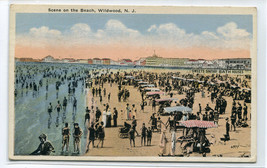 Bathing Beach Scene Wildwood New Jersey 1924 postcard - $5.89