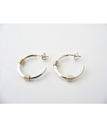 Tiffany &amp; Co Silver 18K Gold Triple Coil Hoop Hoops Earrings 1 Inch Gift... - £477.41 GBP