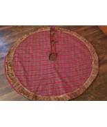 Christmas Tree Skirt Red Green Plaid Tartan Faux Fur Brown 48 In Rustic ... - $37.03 CAD