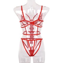 Hot Persistence Applique Red Teddy W/ Open Underwire Cups & Adjustable Straps- L image 2