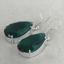925 Sterling Silver Green Cut Gemstone Handmade Earrings Women Her Gift BES-1223 - £26.57 GBP