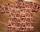 Mens Hawaiian Shirt Size L Short Sleeve Button Up Orange/Tan NWT Logo Cl... - £11.87 GBP