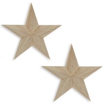 Set of 2 Unfinished Wooden Stars DIY Craft 4 Inches - £28.76 GBP