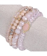 Color: PEACH ROSE - Arm Candy Natural Stone And Glass Crystal Bracelets - €36,66 EUR