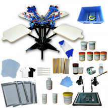 Updated Micro-Adjust 4Color 4Station Silk Screen Printing Full Kit DIY Materials - £1,741.12 GBP