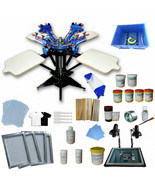 Updated Micro-Adjust 4Color 4Station Silk Screen Printing Full Kit DIY M... - $2,144.34