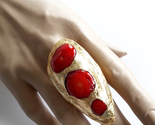 Talist ring large red gold ring triple stone ring long huge ring contemporary   5  thumb155 crop