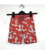Baby Boden Boy&#39;s 2-3 Yrs Bermuda Shorts Red Gray Anchor Drawstring Swim ... - $16.99