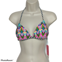 NWT Hula Honey Halter Push-Up Bikini Swimsuit Top Small Multicolor Padded  - £17.20 GBP