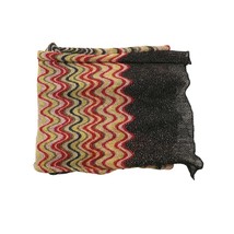 Missoni Gray Multicolor Zig Zag Metallic Shine Knit Long Foulard Scarf S... - $222.75